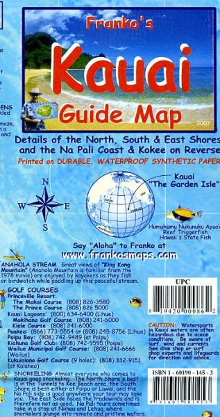 Kauai 1:160.000 Guide Map 9781601901453  Franko's Maps   Landkaarten en wegenkaarten Hawaii