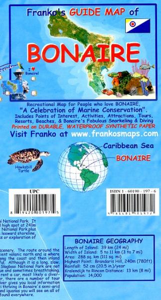 Bonaire Guide & Dive Map 1:85 000 9781601901972  Franko's Maps   Duik sportgidsen Aruba, Bonaire, Curaçao