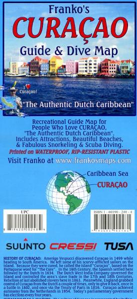 Curaçao 1:55.000 Guide & Dive Map + Willemstad plan 9781601902481  Franko's Maps   Landkaarten en wegenkaarten Aruba, Bonaire, Curaçao