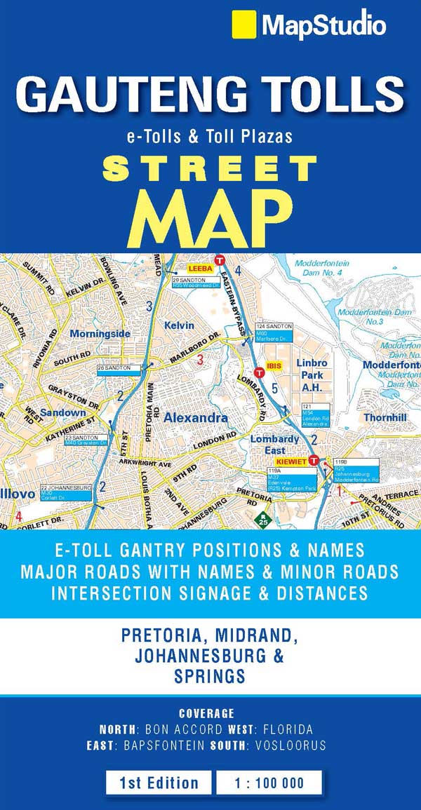 Gauteng 1:100.000 9781770266353  Map Studio   Landkaarten en wegenkaarten Zuid-Afrika