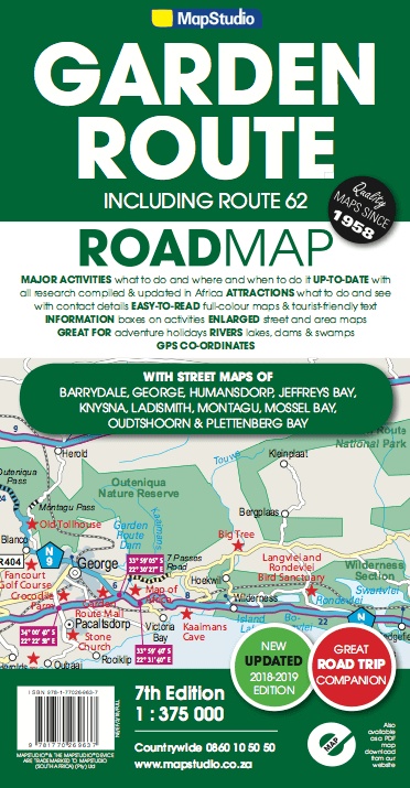 Garden Route 1:300.000 + Route 62 (map nr. 02) 9781770269637  Struik/Map Studio Leisure Maps  Landkaarten en wegenkaarten Zuid-Afrika