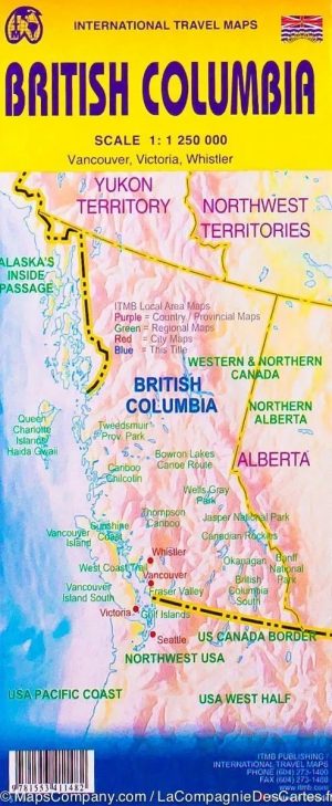 ITM British Columbia Road Map | landkaart, autokaart 1:1.250.000 9781771290906  International Travel Maps   Landkaarten en wegenkaarten Vancouver en British Columbia