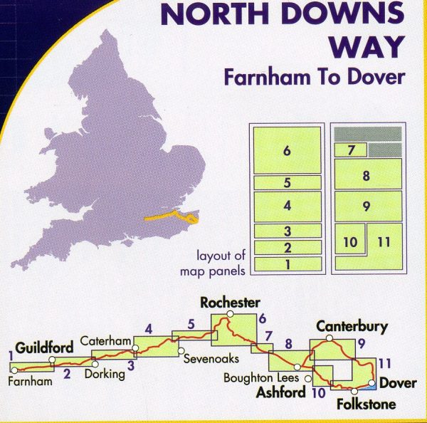 North Downs Way | wandelkaart 1:40.000 9781851375295  Harvey Maps   Meerdaagse wandelroutes, Wandelkaarten Zuidoost-Engeland