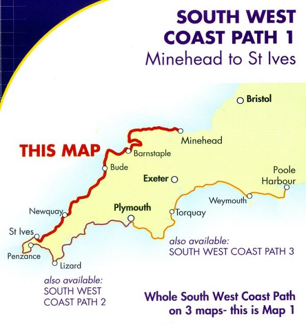 South West Coast Path (1) | wandelkaart 1:40.000 9781851375547  Harvey Maps   Meerdaagse wandelroutes, Wandelkaarten West Country