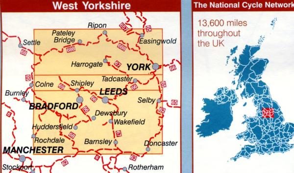 NN67  West Yorkshire Cycle Routes Map 9781901389852  Sustrans Nat. Cycle Network  Fietskaarten Noordoost-Engeland