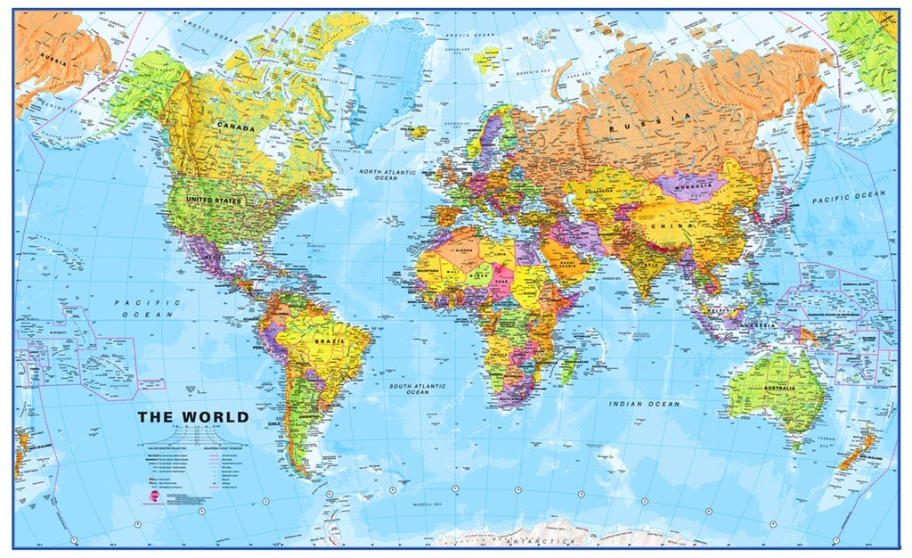 [29b] Staatkundige wereldkaart 1:30miljoen (136x86cm) 9781903030691  MAPS International   Wandkaarten Wereld als geheel