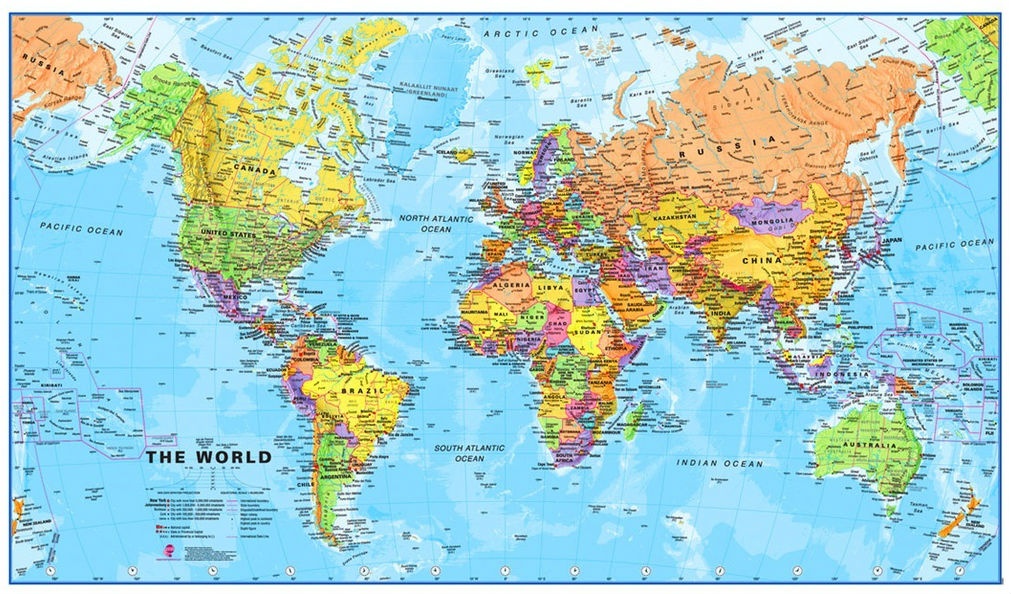 [29a] Wereldkaart 1:40miljoen / wandkaart met ophanglatjes 9781903030752  MAPS International   Wandkaarten Wereld als geheel