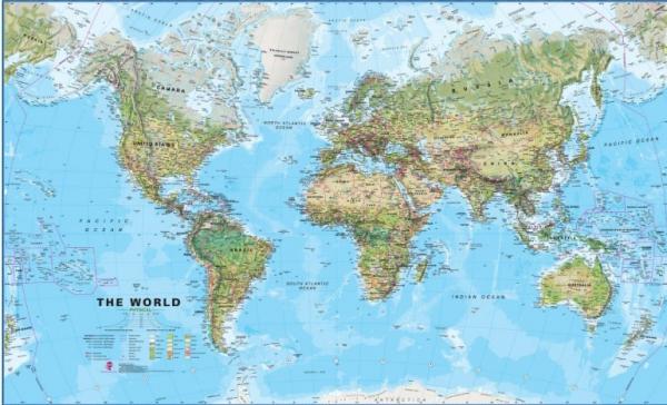 The World Environmental | Wereldkaart Natuurkundig (fysisch) 1:30.000.000 9781904892519  MAPS International   Wandkaarten Wereld als geheel