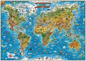 [28a] Wereldkaart voor kinderen met latjes 9781905502660  Dino Children's Maps   Kinderboeken, Wandkaarten Wereld als geheel