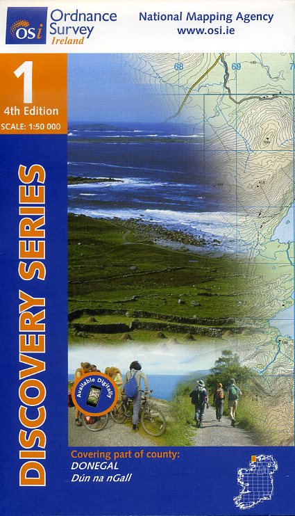 DM-01  Donegal Dunglow 9781907122415  Ordnance Survey Ireland Discovery Maps 1:50.000  Wandelkaarten Galway, Connemara, Donegal