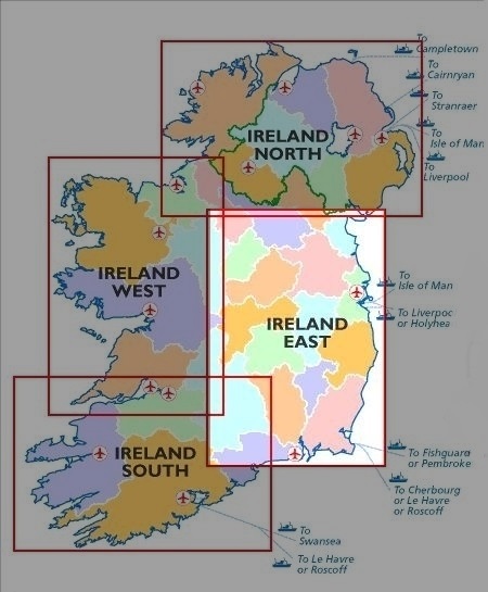 OSHM-3  Ireland East | landkaart - wegenkaart Oost-Ierland 1:250.000 9781908852854  Ordnance Survey Ireland Irish Holiday Maps  Landkaarten en wegenkaarten Wicklow Mountains, Leinster