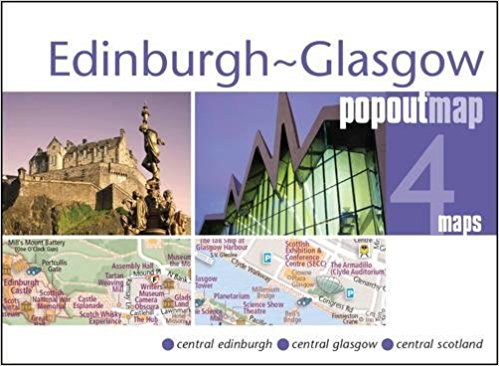 Glasgow + Edinburgh pop out map | stadsplattegrondje in zakformaat 9781910218365  Grantham Book Services PopOut Maps  Stadsplattegronden Edinburgh, Glasgow