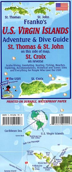 US Virgin Islands Map 1:62.000 9781931494526  Franko's Maps   Duik sportgidsen Overig Caribisch gebied