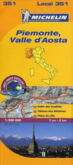 351 Piemonte, Valle d'Aosta | Michelin  wegenkaart, autokaart 1:200.000 9782067127135  Michelin Michelin Italië 1:200.000  Landkaarten en wegenkaarten Aosta, Gran Paradiso, Turijn, Piemonte