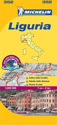 352 Liguria | Michelin  wegenkaart, autokaart 1:200.000 9782067127142  Michelin Michelin Italië 1:200.000  Landkaarten en wegenkaarten Genua, Cinque Terre (Ligurië)