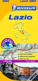 360 Lazio | Michelin  wegenkaart, autokaart 1:200.000 9782067127227  Michelin Michelin Italië 1:200.000  Landkaarten en wegenkaarten Rome, Lazio