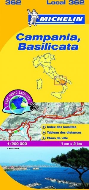 362 Campania, Basilicata | Michelin  wegenkaart, autokaart 1:200.000 9782067127241  Michelin Michelin Italië 1:200.000  Landkaarten en wegenkaarten Calabrië & Basilicata, Napels, Amalfi, Cilento, Campanië