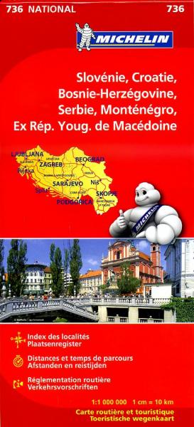 Michelin wegenkaart 736  Slov., Kroatie, Bosnie, Joegosl., Macedonie 9782067171954  Michelin   Landkaarten en wegenkaarten Westelijke Balkan