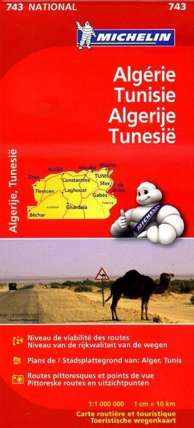 Michelin wegenkaart 743 Algerije, Tunesie 1:1.000.000 9782067172302  Michelin   Landkaarten en wegenkaarten Algerije, Tunesië, Libië