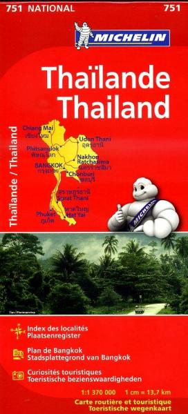 Michelin wegenkaart 751 Thailande 1:1.370.000 9782067172678  Michelin   Landkaarten en wegenkaarten Thailand