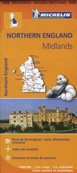 502 Engeland, Noord-/ Midlands | Michelin  wegenkaart, autokaart 1:400.000 9782067183230  Michelin   Landkaarten en wegenkaarten Noordoost-Engeland