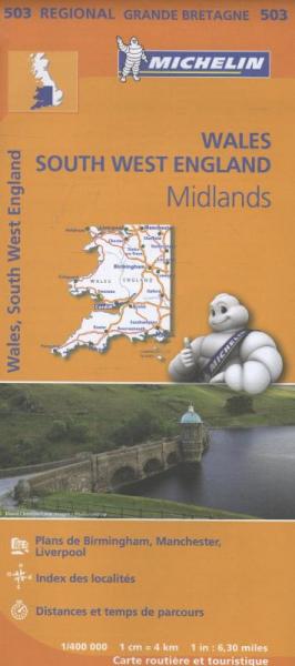 Michelin wegenkaart 503 Wales- West Engl, met register 1:400.000 9782067183285  Michelin   Landkaarten en wegenkaarten Wales