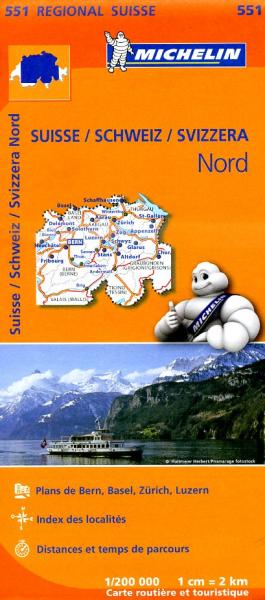 551  Suisse Nord | Michelin  wegenkaart, autokaart 1:200.000 9782067183704  Michelin   Landkaarten en wegenkaarten Zwitserland