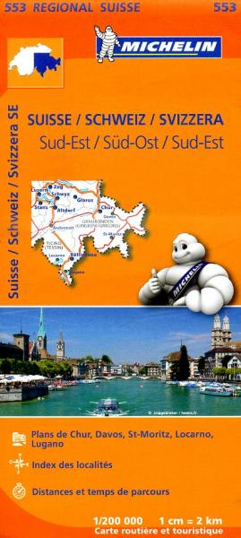 553  Suisse Sud-Est | Michelin  wegenkaart, autokaart 1:200.000 9782067183766  Michelin   Landkaarten en wegenkaarten Zwitserland