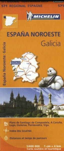 571  Galicia | Michelin  wegenkaart, autokaart 1:400.000 9782067184077  Michelin Michelin Spanje Regionaal  Landkaarten en wegenkaarten Noordwest-Spanje