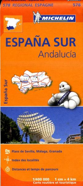 578 Andalucia | Michelin  wegenkaart, autokaart 1:400.000 9782067184428  Michelin Michelin Spanje Regionaal  Landkaarten en wegenkaarten Andalusië