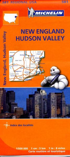 581  New England 1:500.000 9782067184527  Michelin Michelinkaarten USA  Landkaarten en wegenkaarten New England