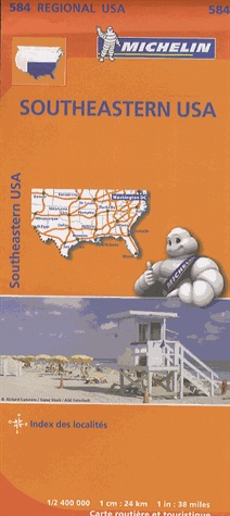 584  USA South East | Michelin  wegenkaart, autokaart 1:2.400.000 9782067184640  Michelin Michelinkaarten USA  Landkaarten en wegenkaarten VS Zuid-Oost, van Virginia t/m Mississippi