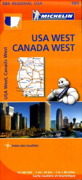 585  Western USA/Western Canada | Michelin  wegenkaart, autokaart 1:2.400.000 9782067184688  Michelin Michelinkaarten USA  Landkaarten en wegenkaarten VS-West, Rocky Mountains
