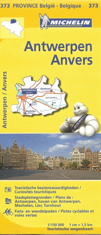 Michelin wegenkaart provincie Antwerpen 1:150.000 9782067185302  Michelin België 1:150.000  Landkaarten en wegenkaarten Antwerpen & oostelijk Vlaanderen