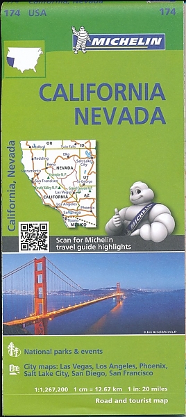 174  California & Nevada 1:1.267.200 9782067190528  Michelin Michelinkaarten USA  Landkaarten en wegenkaarten California, Nevada