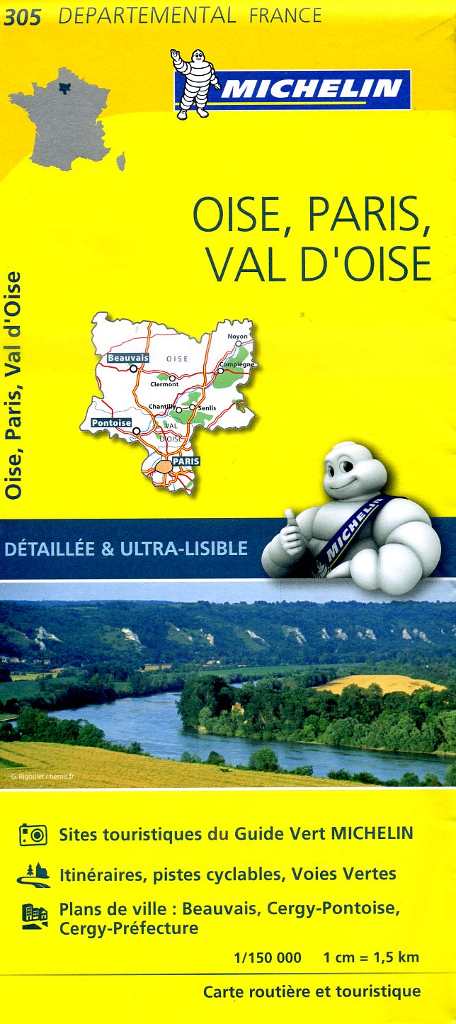 305  Oise, Paris, Val d Oise | Michelin wegenkaart 1:150.000 9782067202061  Michelin Local / Departementskaarten  Landkaarten en wegenkaarten Parijs, Île-de-France