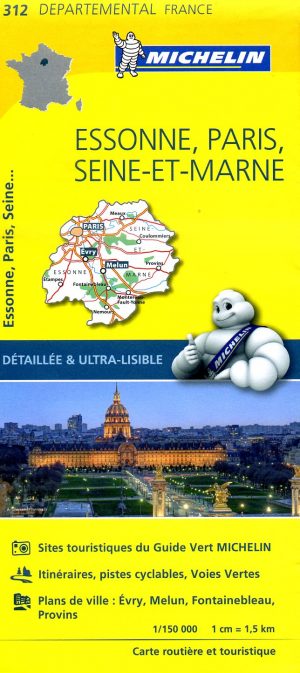 312  Essonne, Paris, Seine-et-Marne | Michelin wegenkaart 1:150.000 9782067202146  Michelin Local / Departementskaarten  Landkaarten en wegenkaarten Parijs, Île-de-France