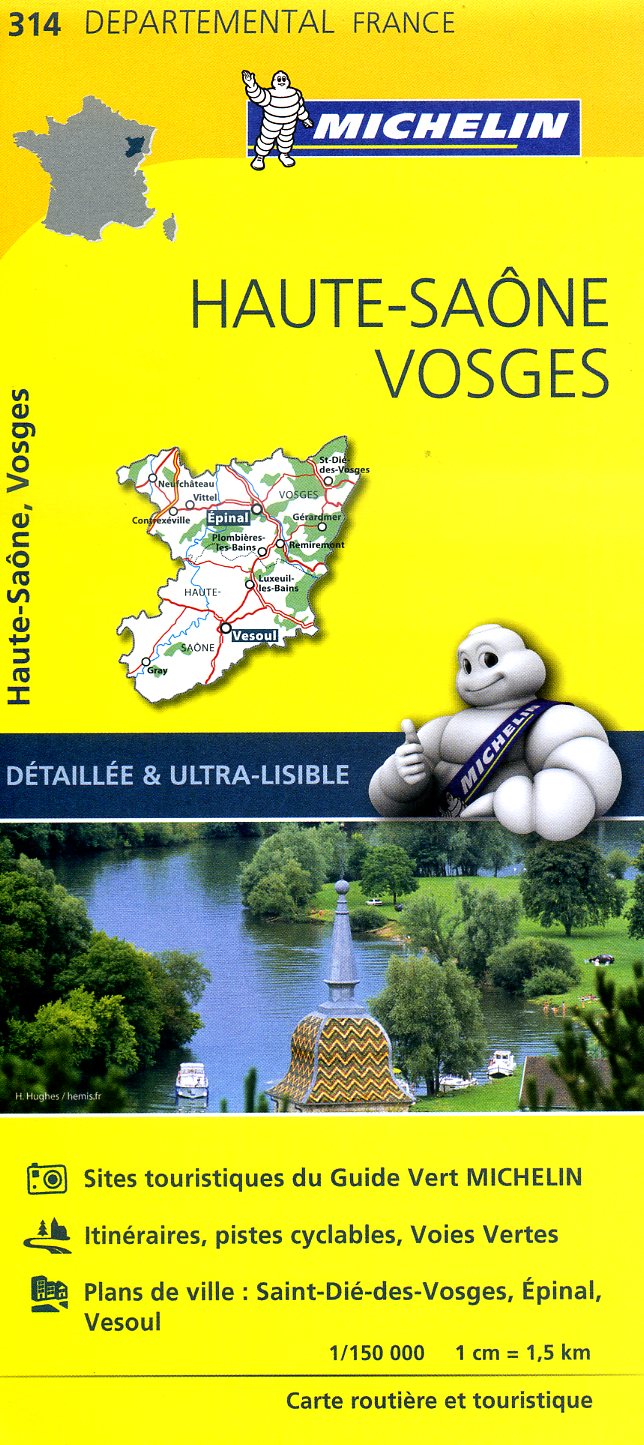 314  Haute-Saône, Vosges | Michelin wegenkaart 1:150.000 9782067202160  Michelin Local / Departementskaarten  Landkaarten en wegenkaarten Vogezen