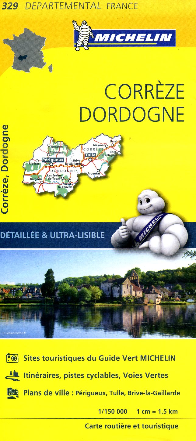 329  Corrèze, Dordogne | Michelin wegenkaart 1:150.000 9782067202313  Michelin Local / Departementskaarten  Landkaarten en wegenkaarten Creuse, Corrèze, Dordogne