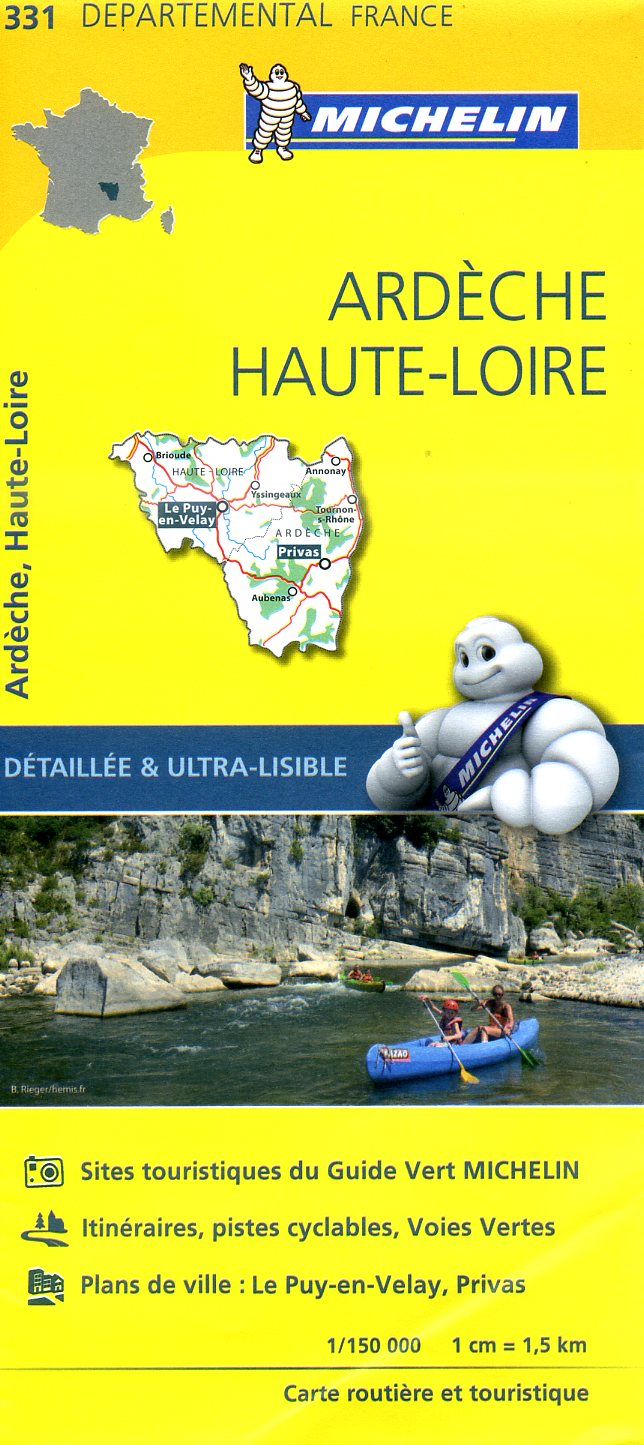 331  Ardèche, Haute-Loire | Michelin wegenkaart 1:150.0000 9782067202337  Michelin Local / Departementskaarten  Landkaarten en wegenkaarten Ardèche, Drôme, Auvergne
