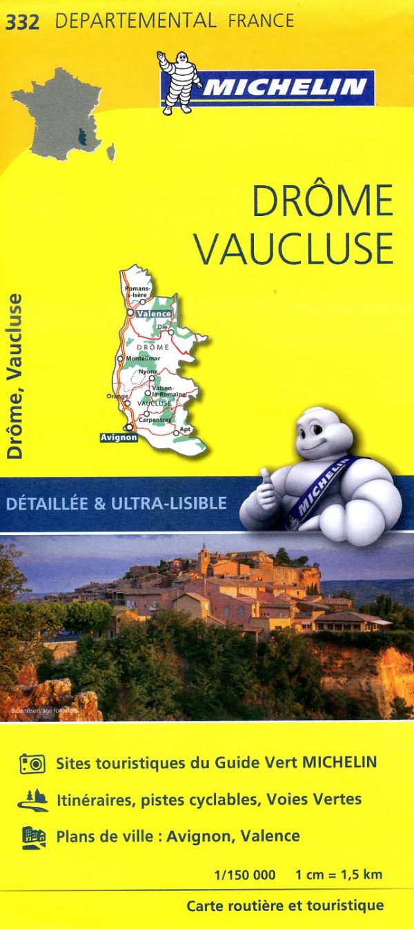 332  Drôme, Vaucluse | wegenkaart, fietskaart 1:150.000 9782067202344  Michelin Local / Departementskaarten  Landkaarten en wegenkaarten Ardèche, Drôme, Provence, Marseille, Camargue
