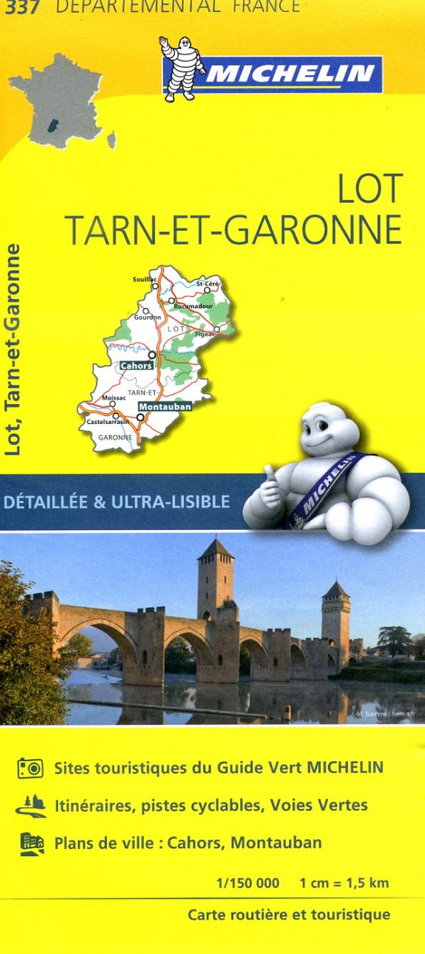 337  Lot, Tarn-et-Garonne | Michelin wegenkaart 1:150.000 9782067202399  Michelin Local / Departementskaarten  Landkaarten en wegenkaarten Lot, Tarn, Toulouse