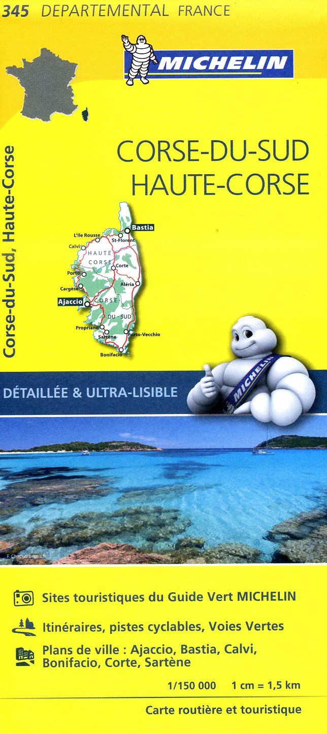345 Corsica | Michelin wegenkaart 1:150.000 9782067202474  Michelin Local / Departementskaarten  Landkaarten en wegenkaarten Corsica