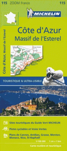 115 Cote d'Azur/Alpes Maritimes 1:100.000 9782067209831  Michelin Zoom  Landkaarten en wegenkaarten Côte d’Azur