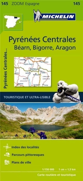 145  Pirineos Centrales 1:150.000 9782067218116  Michelin Michelin Spanje, Zoom  Landkaarten en wegenkaarten Spaanse Pyreneeën