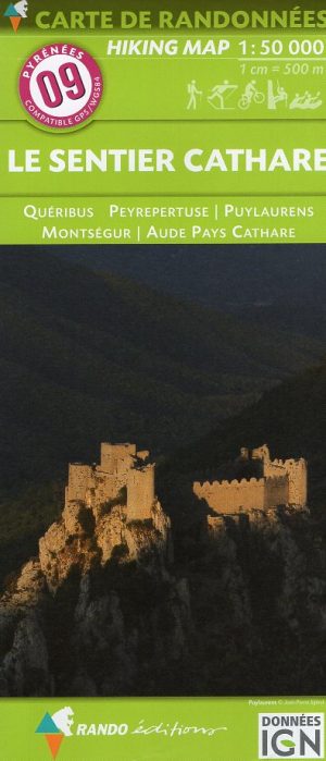 RP-09  Sentier Cathare 1:55.000 9782344013397  Rando Editions Randonnées Pyrénéennes  Meerdaagse wandelroutes, Wandelkaarten Franse Pyreneeën