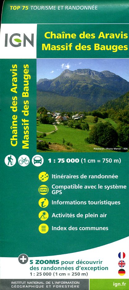 TSQ-32 Chaîne des Aravis - Massif des Bauges | IGN overzichts- en wandelkaart 9782758531500  IGN TOP 75  Landkaarten en wegenkaarten, Wandelkaarten Franse Alpen: noord