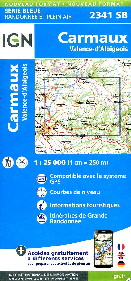 wandelkaart 2341-SB Carmaux 1:25.000 9782758533306  IGN IGN 25 Lot, Tarn, Aveyron  Wandelkaarten Lot, Tarn, Toulouse