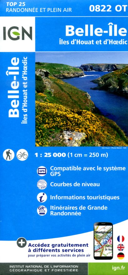wandelkaart 0822OT Belle-Île 1:25.000 9782758533672  IGN IGN 25 Bretagne  Wandelkaarten Bretagne