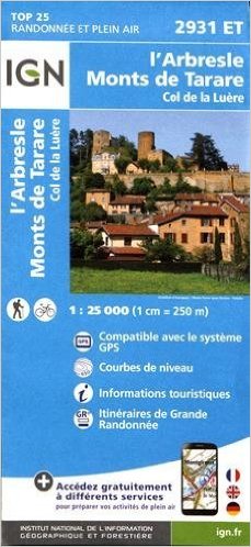 wandelkaart 2931ET l'Arbresle, Monts de Tarare 1:25.000 9782758535003  IGN IGN 25 Omgeving Lyon  Wandelkaarten Lyon en omgeving